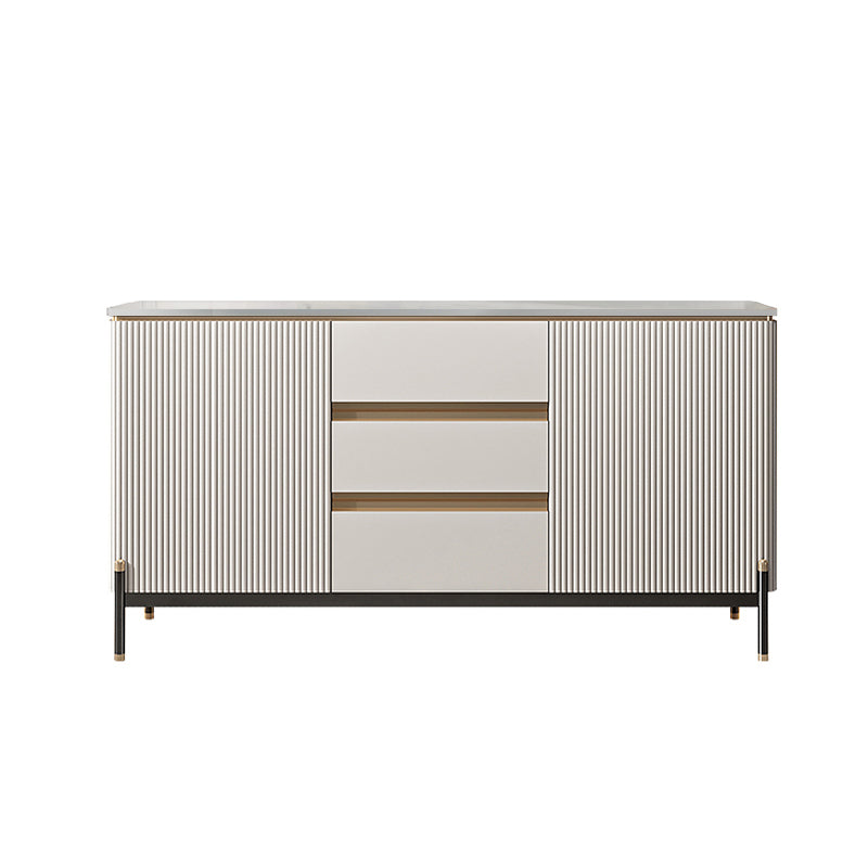 Glam Sideboard Sintered Stone Top Server with Door and Drawer