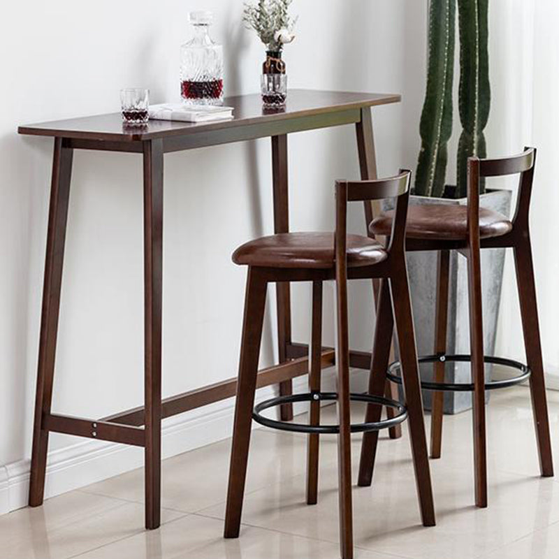 Contemporary Rectangle Bar Table Solid Wood Bistro Bar Desk with Footrest