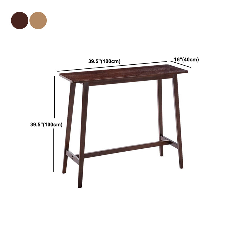 Contemporary Rectangle Bar Table Solid Wood Bistro Bar Desk with Footrest