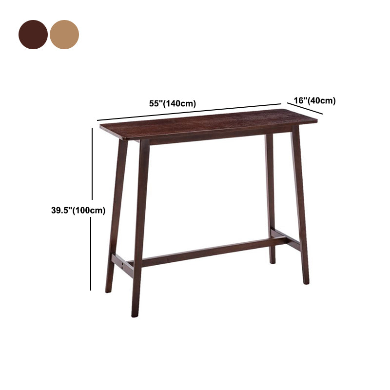 Contemporary Rectangle Bar Table Solid Wood Bistro Bar Desk with Footrest