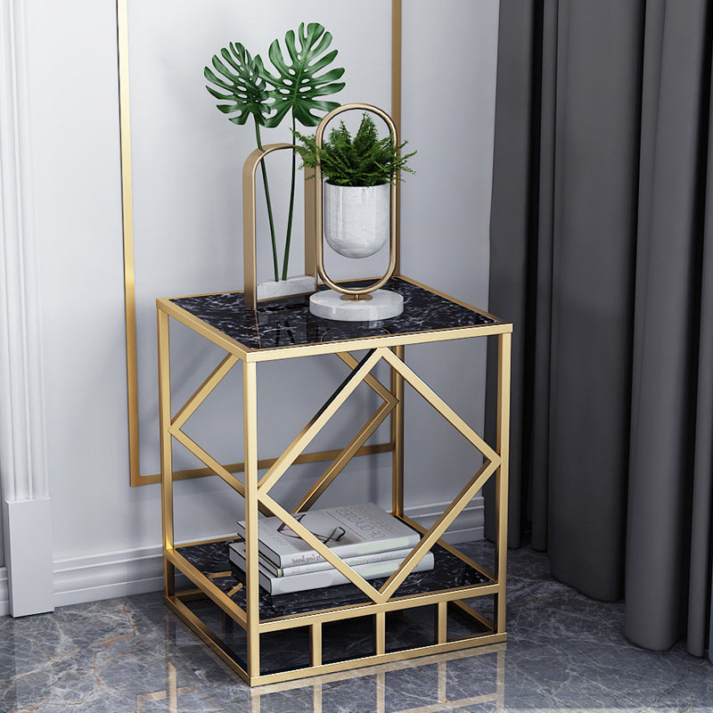 Lower Shelf Accent Table Nightstand Metal Bedside Cabinet for Bedroom