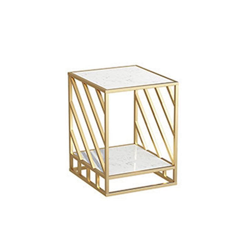 Lower Shelf Accent Table Nightstand Metal Bedside Cabinet for Bedroom