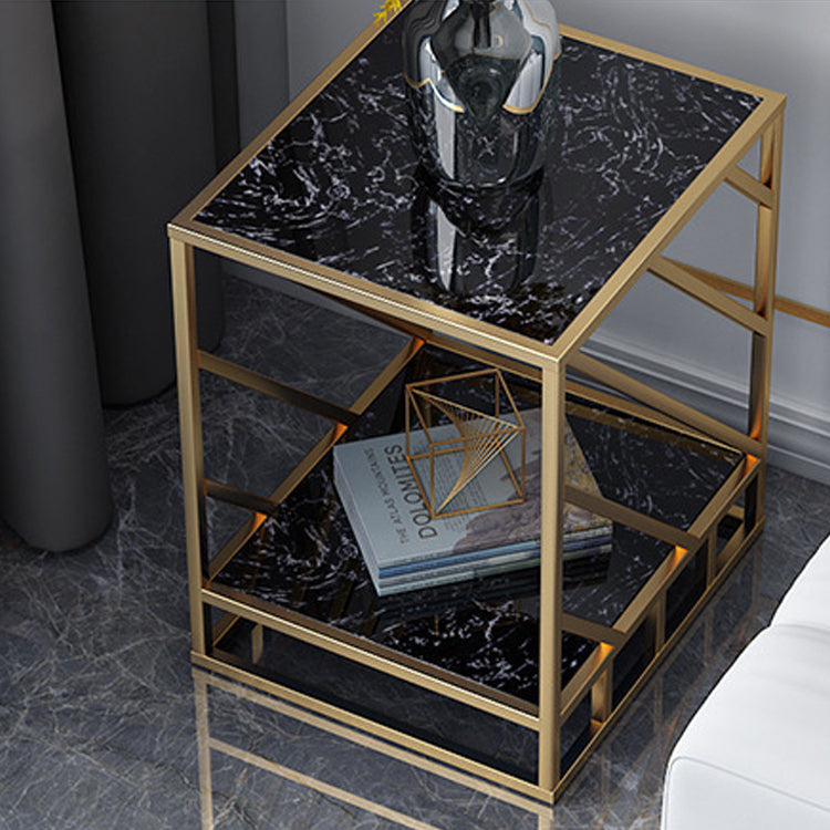 Lower Shelf Accent Table Nightstand Metal Bedside Cabinet for Bedroom