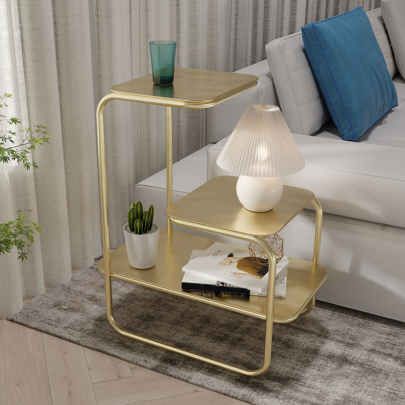 Open Storage Accent Table Nightstand Industrial Metal Bed Nightstand