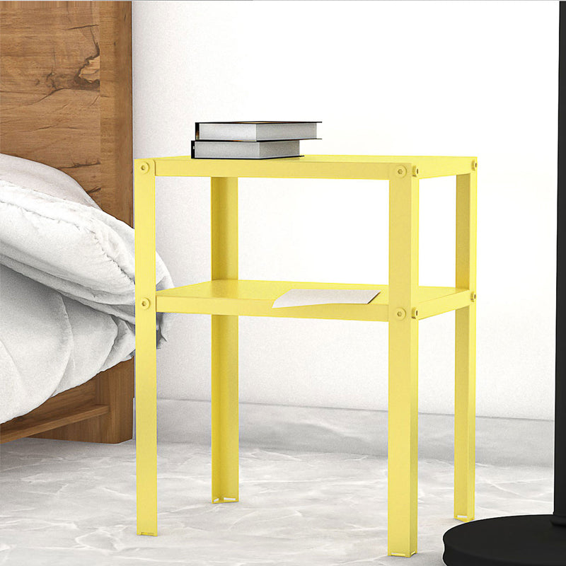 Metal 2-shelf Nightstand 17.72" Tall Industrial Bedside Cabinet