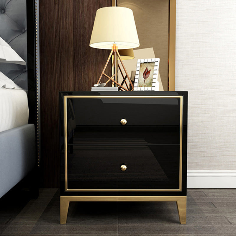 2-Drawer Night Table 19.67" Tall Solid Wood Glam Bedside Cabinet