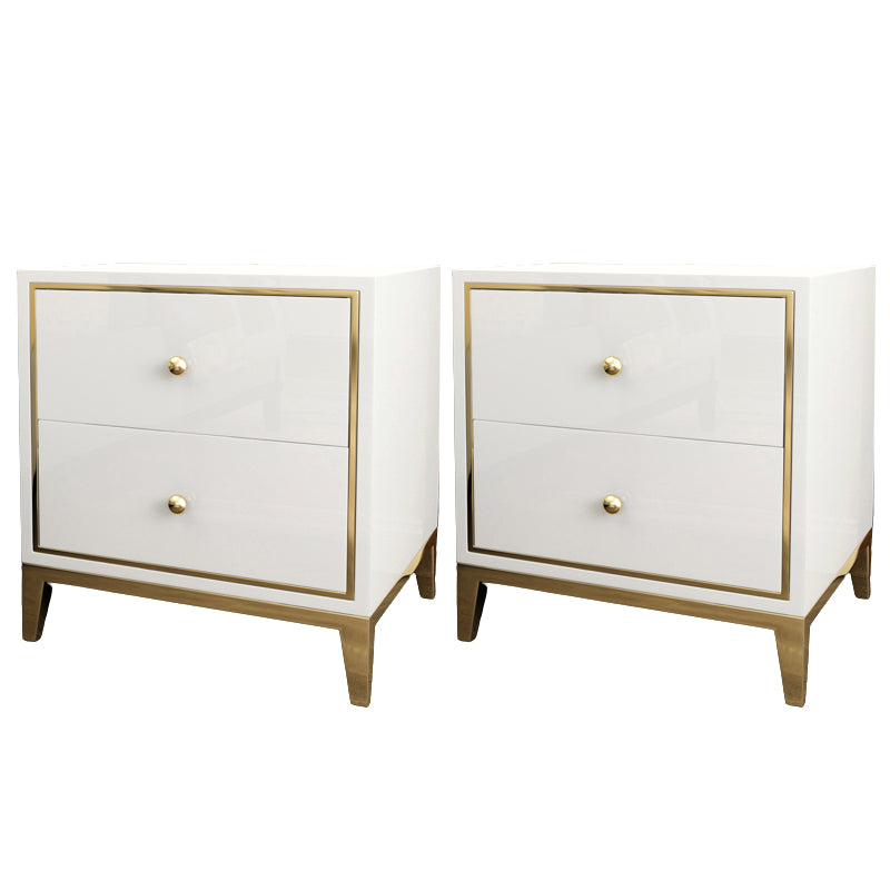 2-Drawer Night Table 19.67" Tall Solid Wood Glam Bedside Cabinet