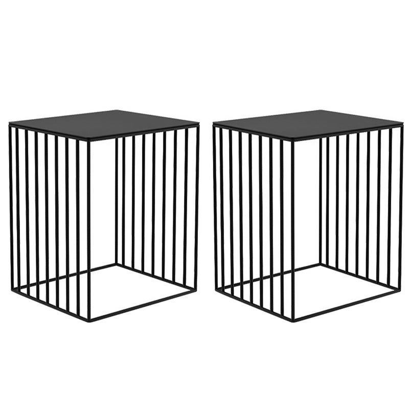 Modern Open Storage Nightstand Metal Night Table with Shelves