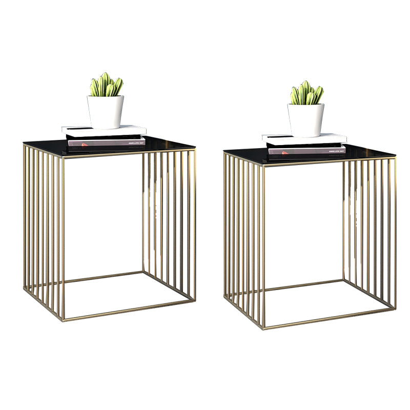 Modern Open Storage Nightstand Metal Night Table with Shelves