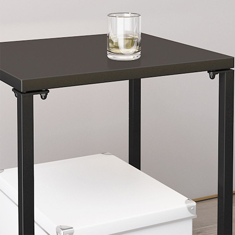 Modern Open Storage Nightstand Metal Night Table with Shelves