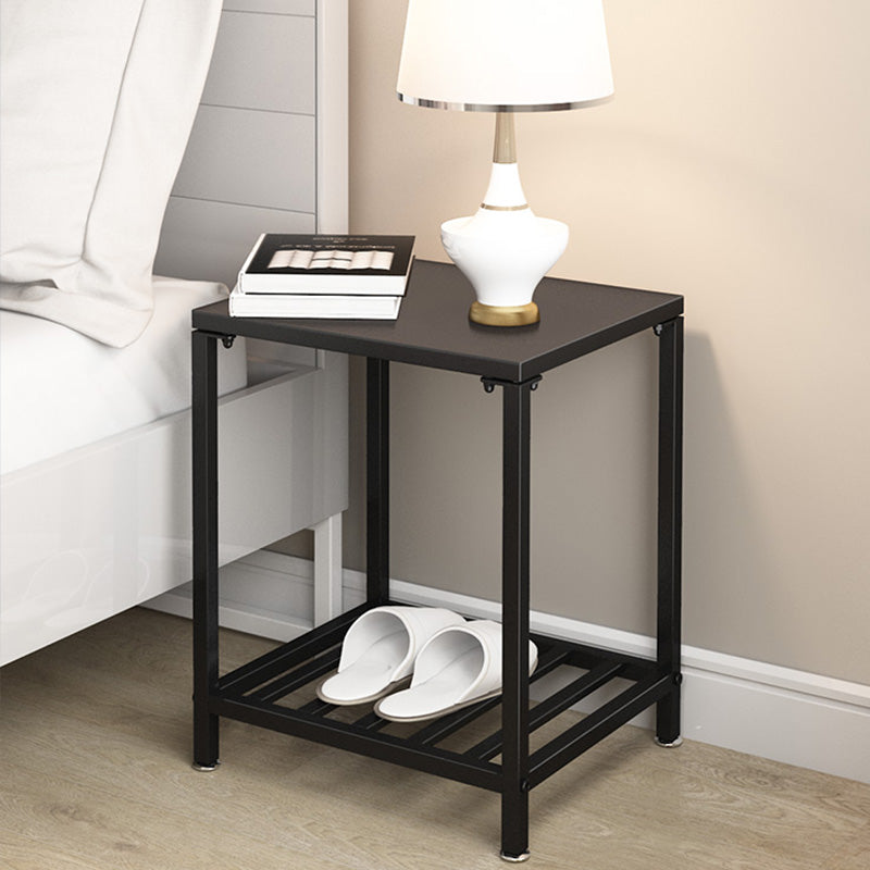 Modern Open Storage Nightstand Metal Night Table with Shelves