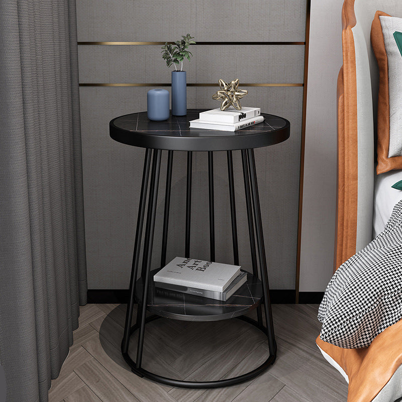 Industrial Accent Table Nightstand 24.4" Tall Bed Nightstand with 2 Shelves