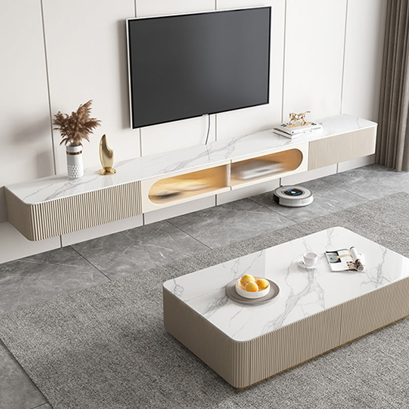 Modern Style Slate Top TV Stand Wall-mounted TV Console with Drawers