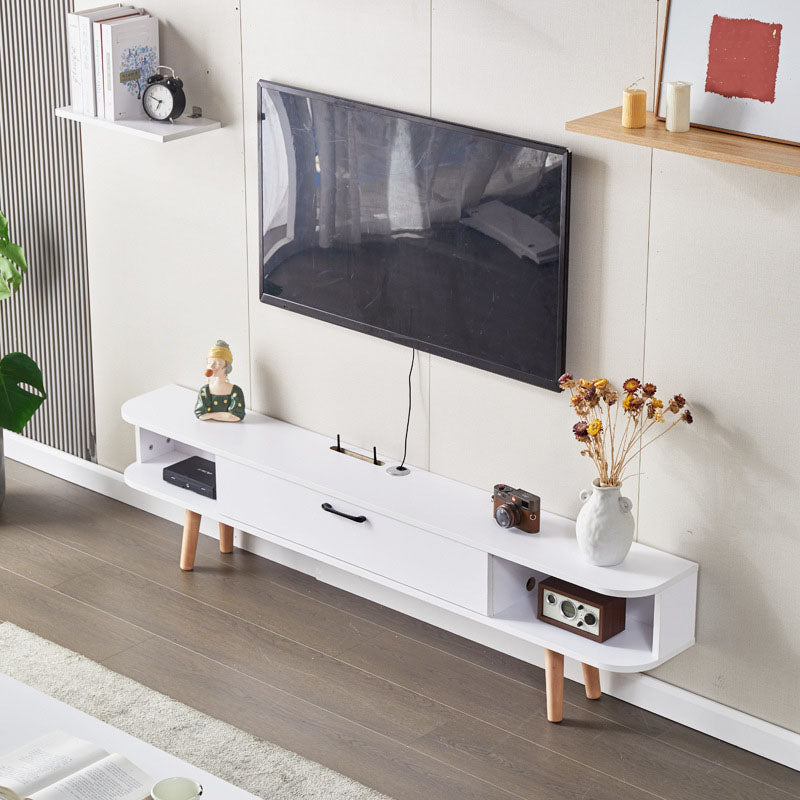 15.75-inch High TV Console Scandinavian Wood TV Console Stand With Open Shelf