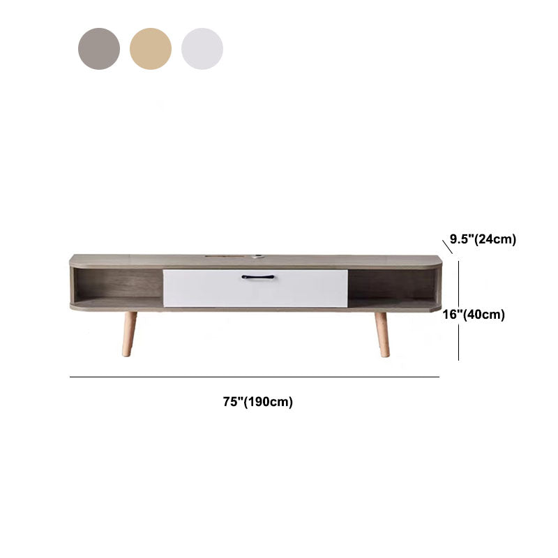 15.75-inch High TV Console Scandinavian Wood TV Console Stand With Open Shelf