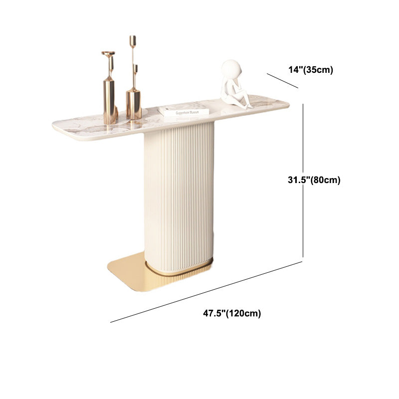 13"W Contemporary Console Table White Stone Rectangle Console Sofa Table