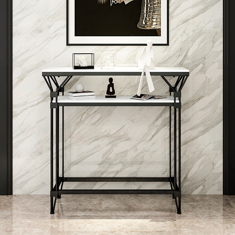 Contemporary Marble Console Sofa Table Rectangle Frame End Table for Hall