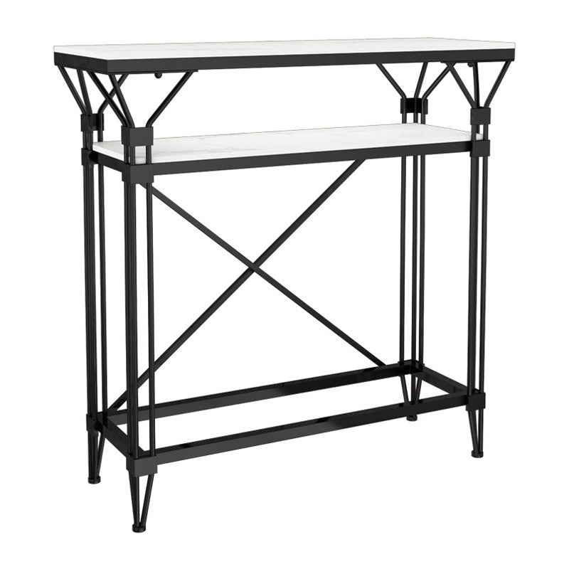 Contemporary Marble Console Sofa Table Rectangle Frame End Table for Hall