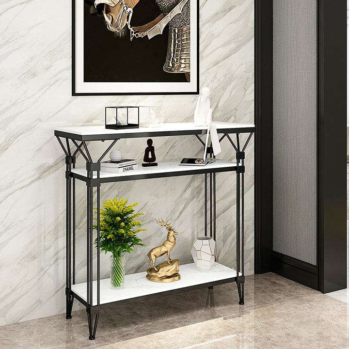 Contemporary Marble Console Sofa Table Rectangle Frame End Table for Hall