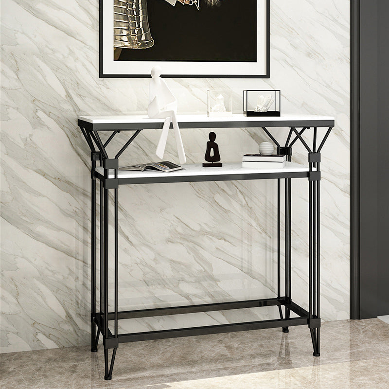 Contemporary Marble Console Sofa Table Rectangle Frame End Table for Hall