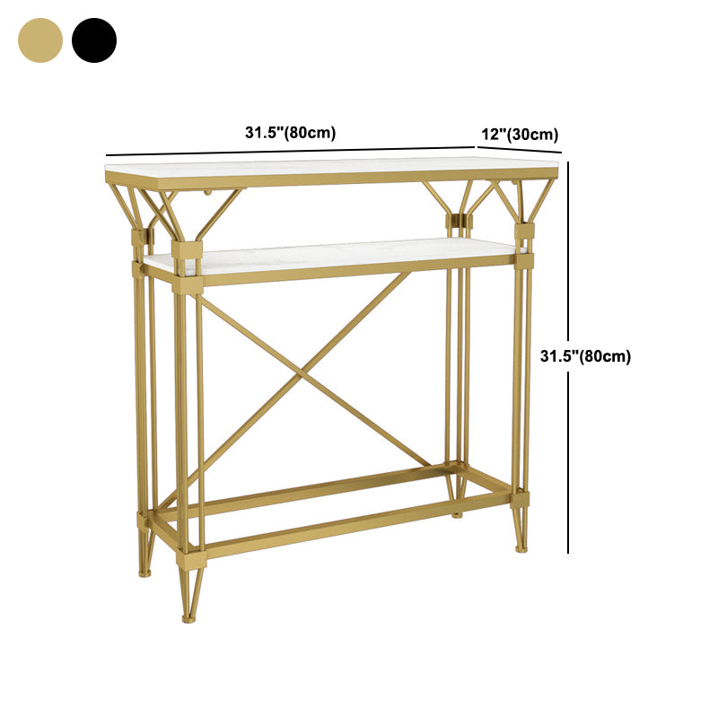 Contemporary Marble Console Sofa Table Rectangle Frame End Table for Hall