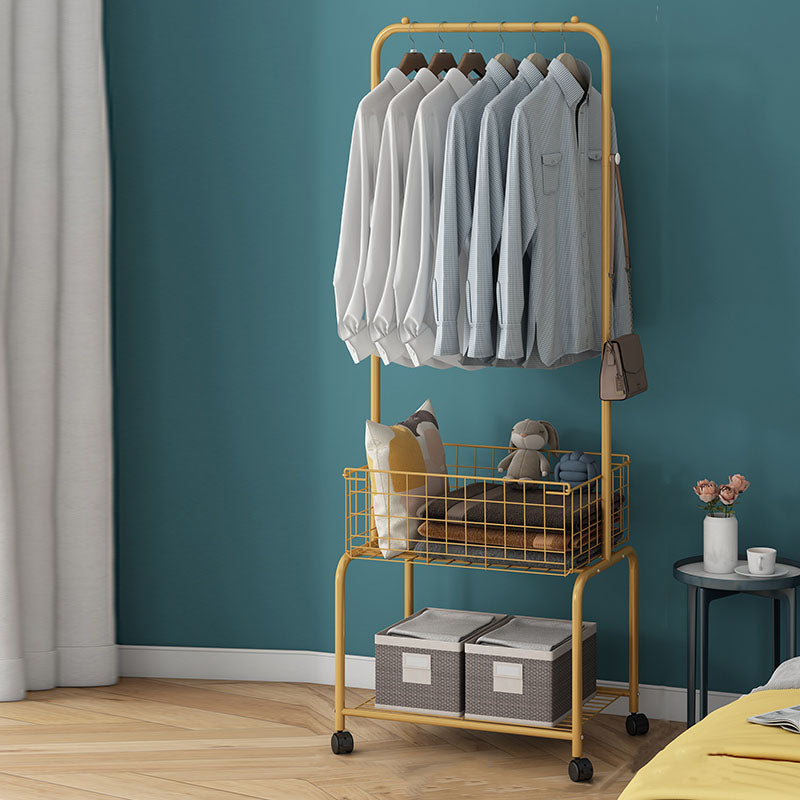 Contemporary Hall Stand Metal Storage Baskets Shelving Included Free Standing Coat Rack