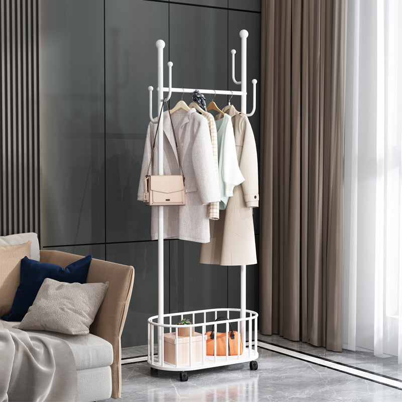 Contemporary Hall Stand Metal Hooks Shelving Included Free Standing Coat Rack