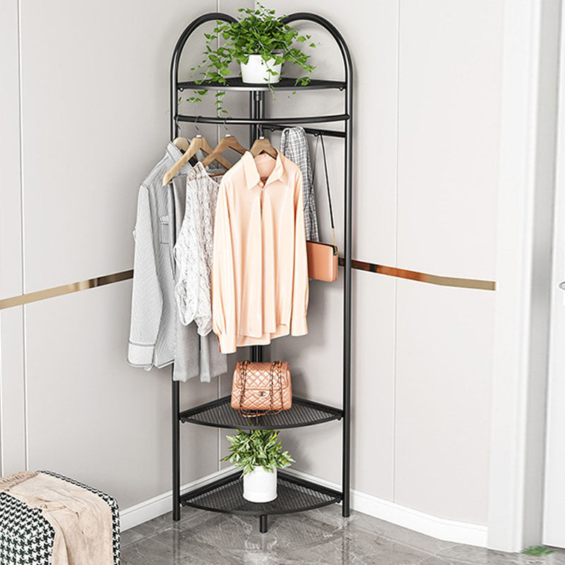 Glam Hall Stand Metal Gold and Black Shelving Included Free Standing Coat Rack