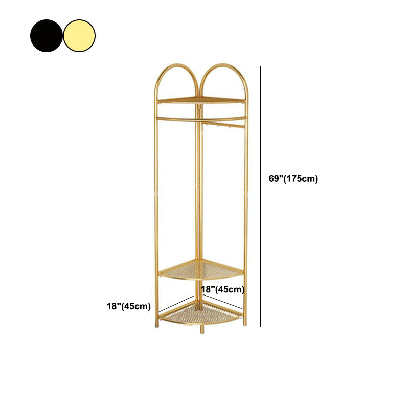 Glam Hall Stand Metal Gold and Black Shelving Included Free Standing Coat Rack