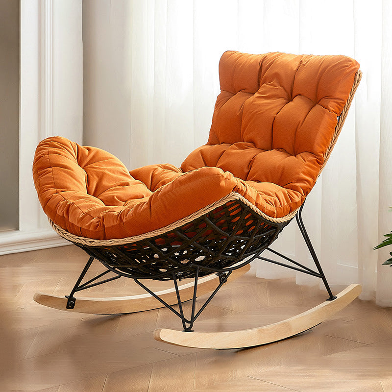 Modern Cushions Rocker Chair Metal Frame Nailheads Design Spindle Rocker Chair