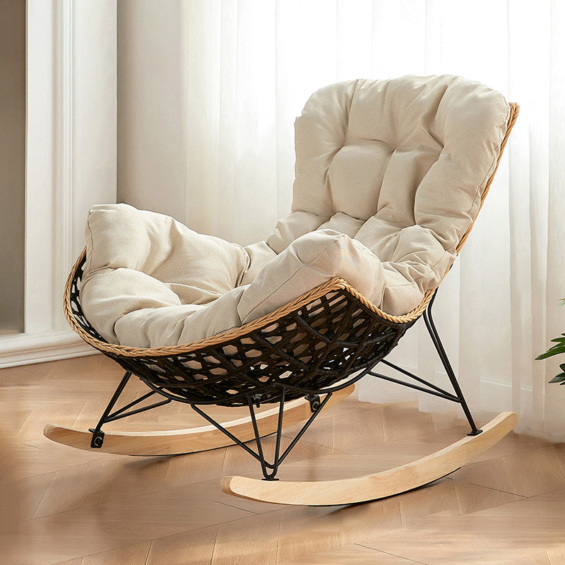 Modern Cushions Rocker Chair Metal Frame Nailheads Design Spindle Rocker Chair