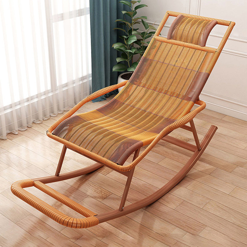 Modern Spindle Rocking Chair Metal Frame Wheel Handrail Woven Rope Rocker Chair for Home