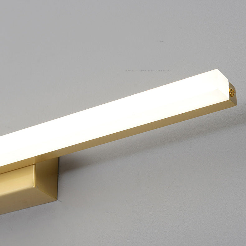 Linear Shade Metal Wall Sconce Modern 1-Light Mirror Wall Mount Light Fixture in Gold