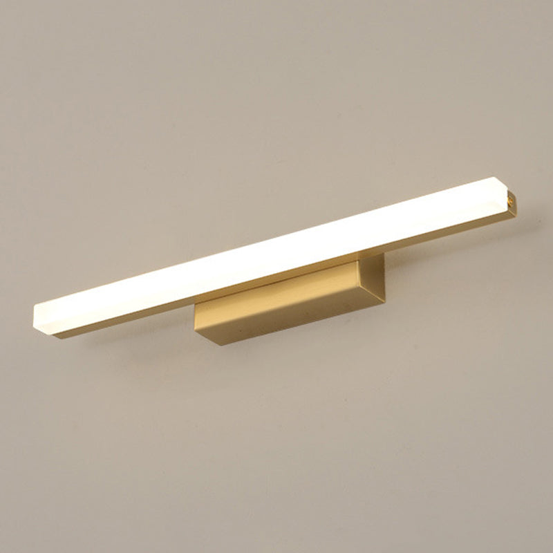 Linear Shade Metal Wall Sconce Modern 1-Light Mirror Wall Mount Light Fixture in Gold