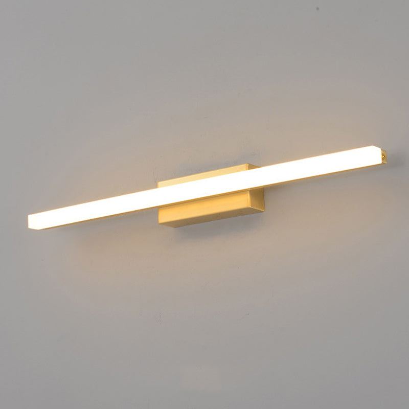 Linear Shade Metal Wall Sconce Modern 1-Light Mirror Wall Mount Light Fixture in Gold