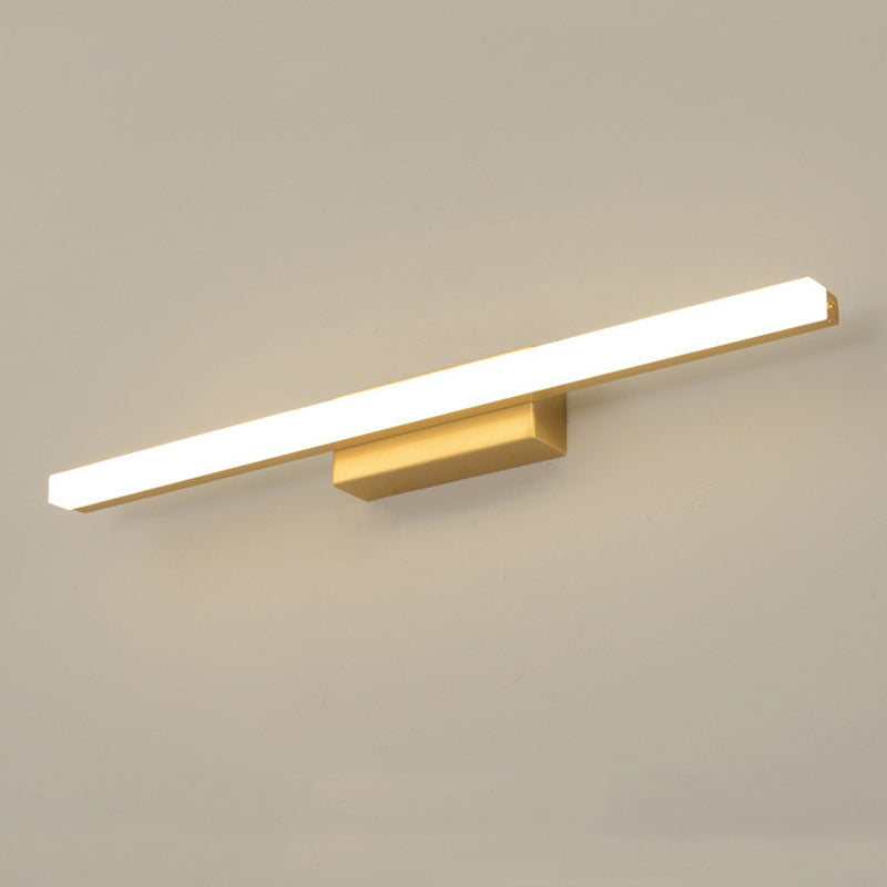 Linear Shade Metal Wall Sconce Modern 1-Light Mirror Wall Mount Light Fixture in Gold