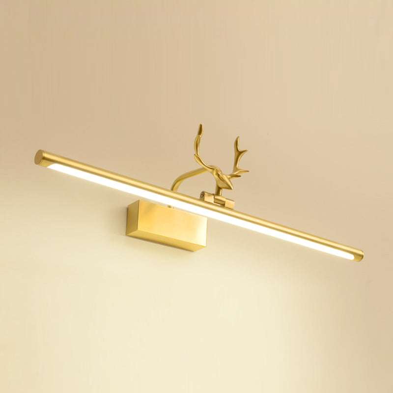 Linear Shade Metal Wall Sconce Modern Single Light Mirror Wall Mount Light Fixture in Gold