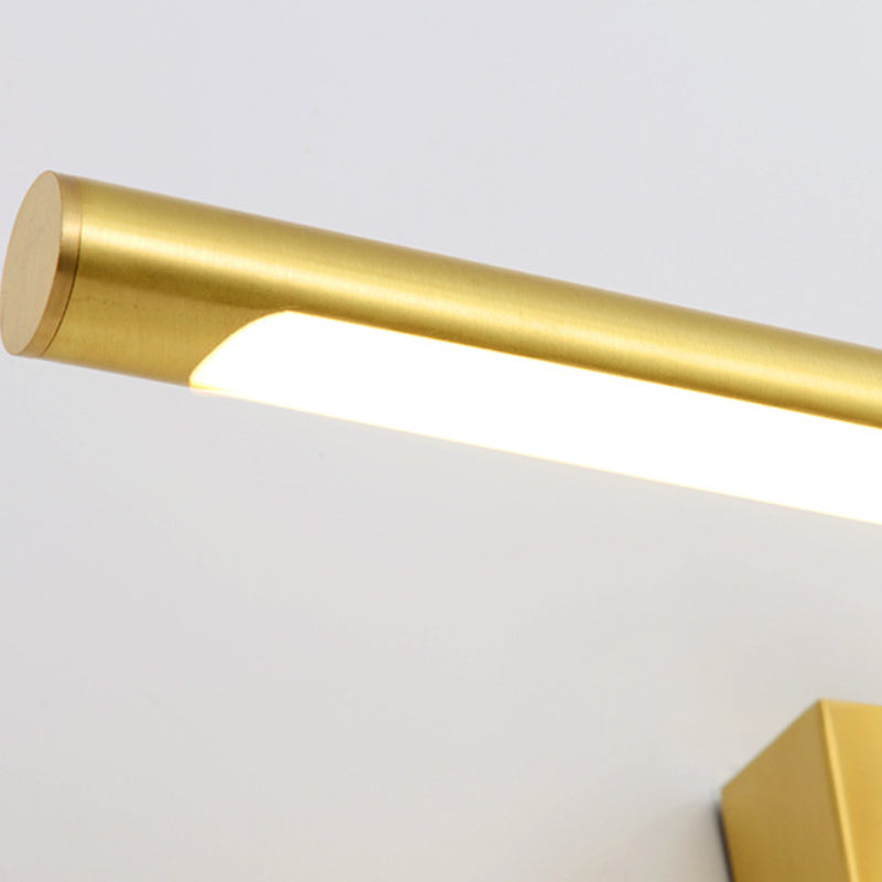 Linear Shade Metal Wall Sconce Modern Single Light Mirror Wall Mount Light Fixture in Gold