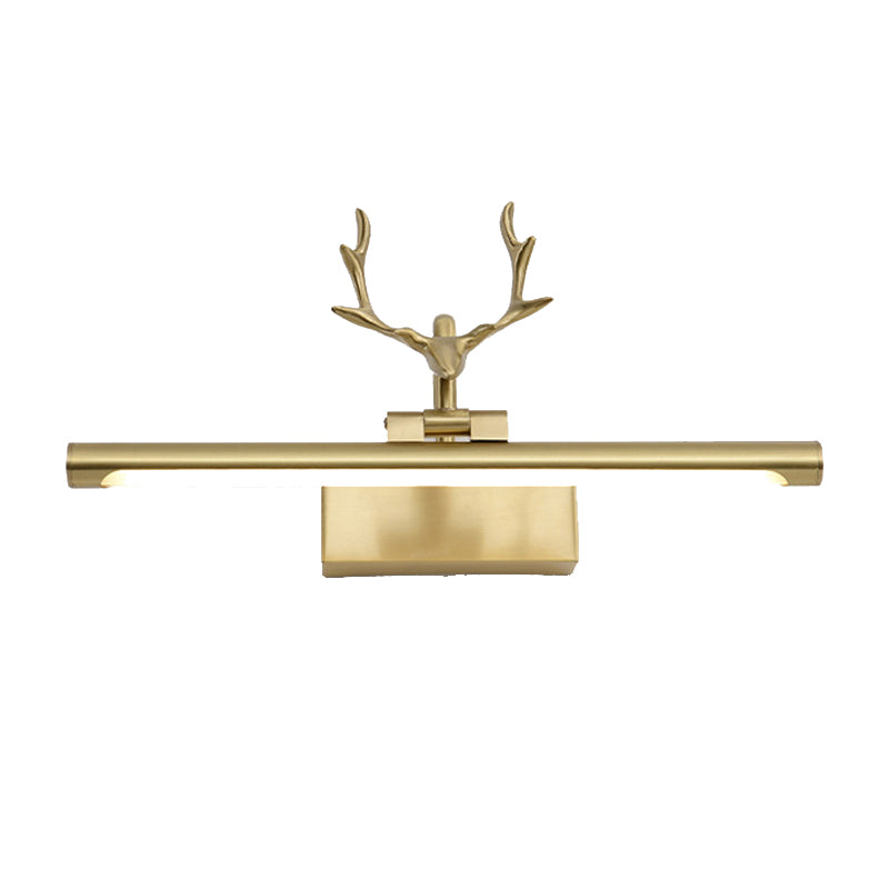 Linear Shade Metal Wall Sconce Modern Single Light Mirror Wall Mount Light in Brass