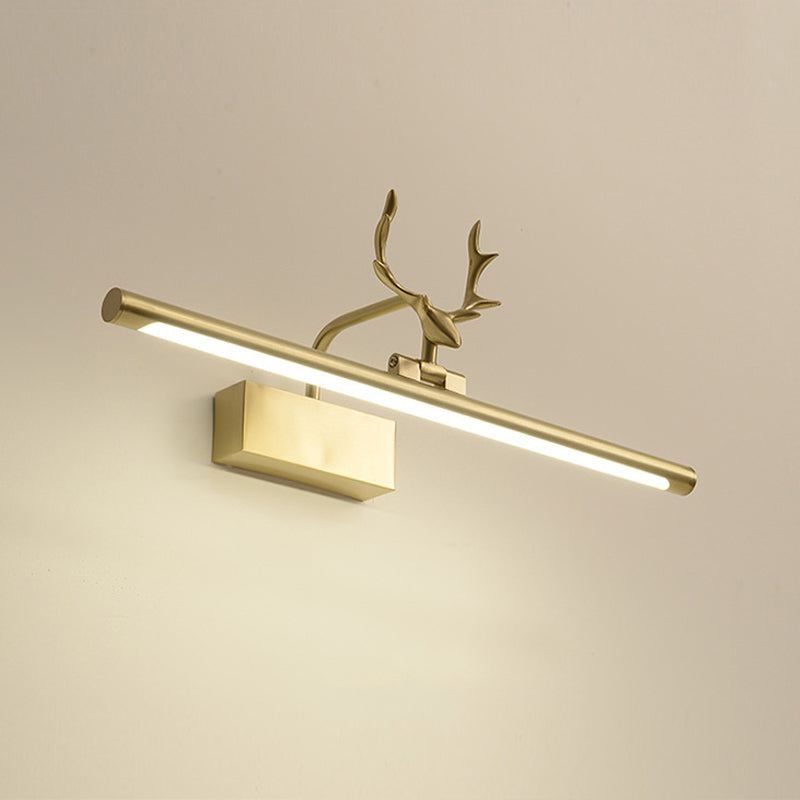 Linear Shade Metal Wall Sconce Modern Single Light Mirror Wall Mount Light in Brass