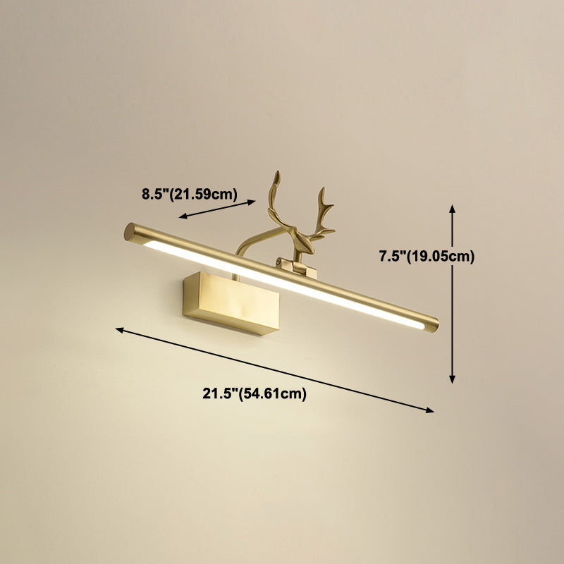 Linear Shade Metal Wall Sconce Modern Single Light Mirror Wall Mount Light in Brass