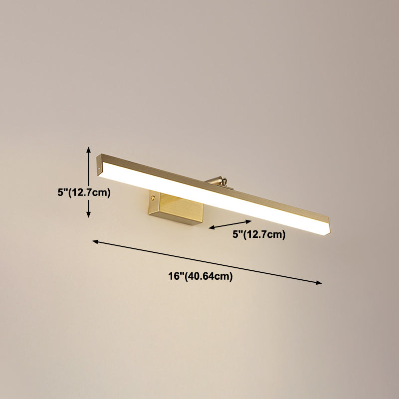 Linear Shade Metal Wall Sconce Modern Style 1-Light Mirror Wall Mount Light in Gold