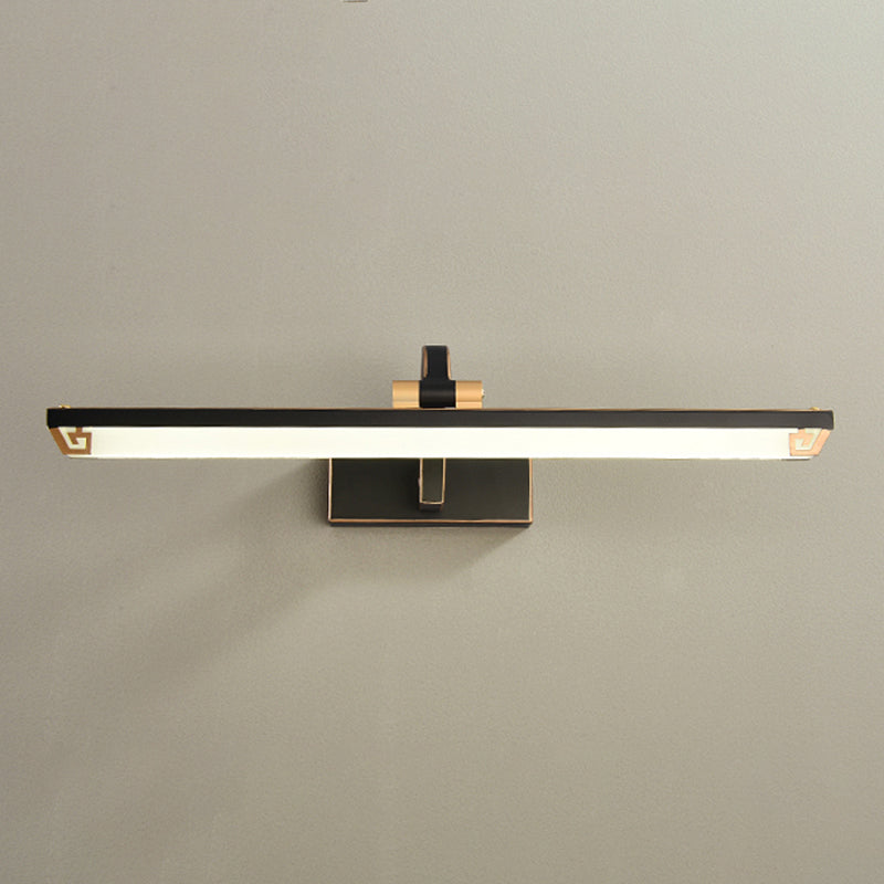 Linear Shade Metal Wall Sconce Modern 1- Light Mirror Wall Mounted Light in Black