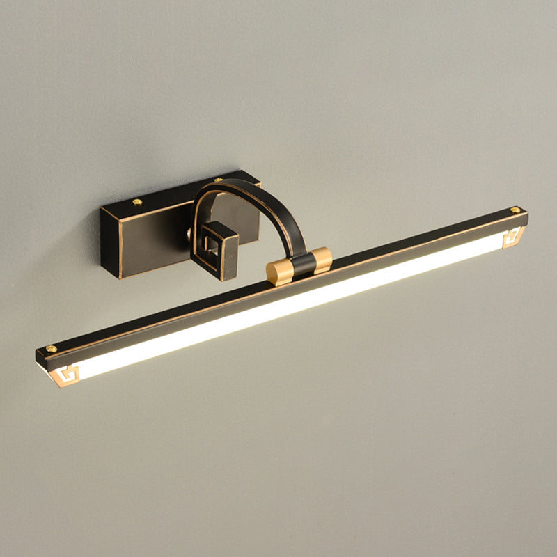 Linear Shade Metal Wall Sconce Modern 1- Light Mirror Wall Mounted Light in Black