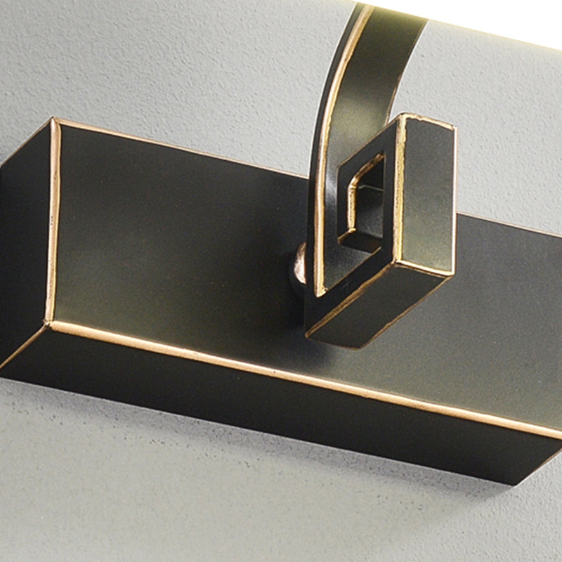 Linear Shade Metal Wall Sconce Modern 1- Light Mirror Wall Mounted Light in Black