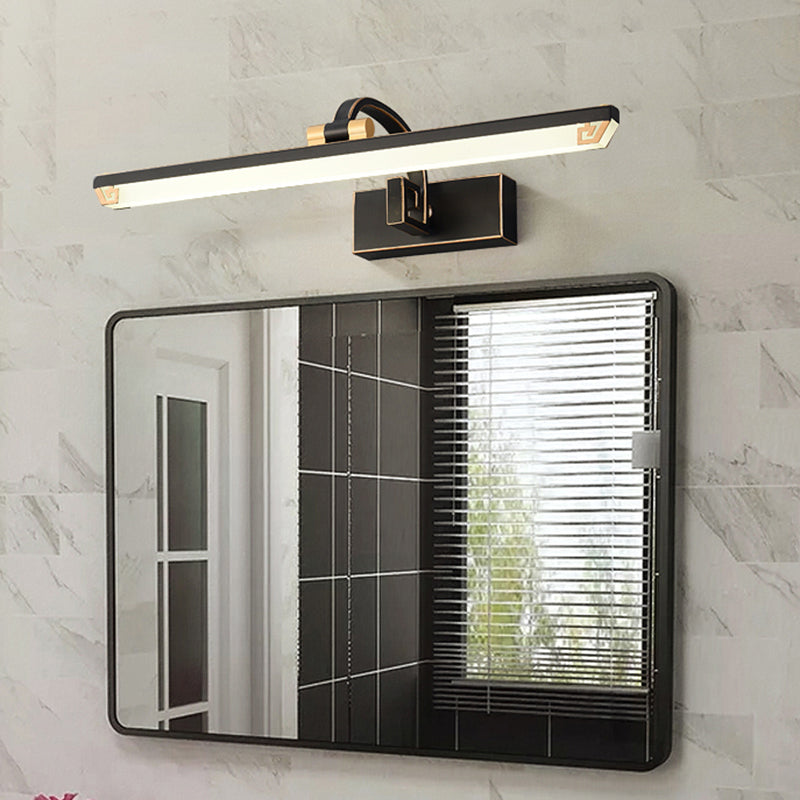 Linear Shade Metal Wall Sconce Modern 1- Light Mirror Wall Mounted Light in Black