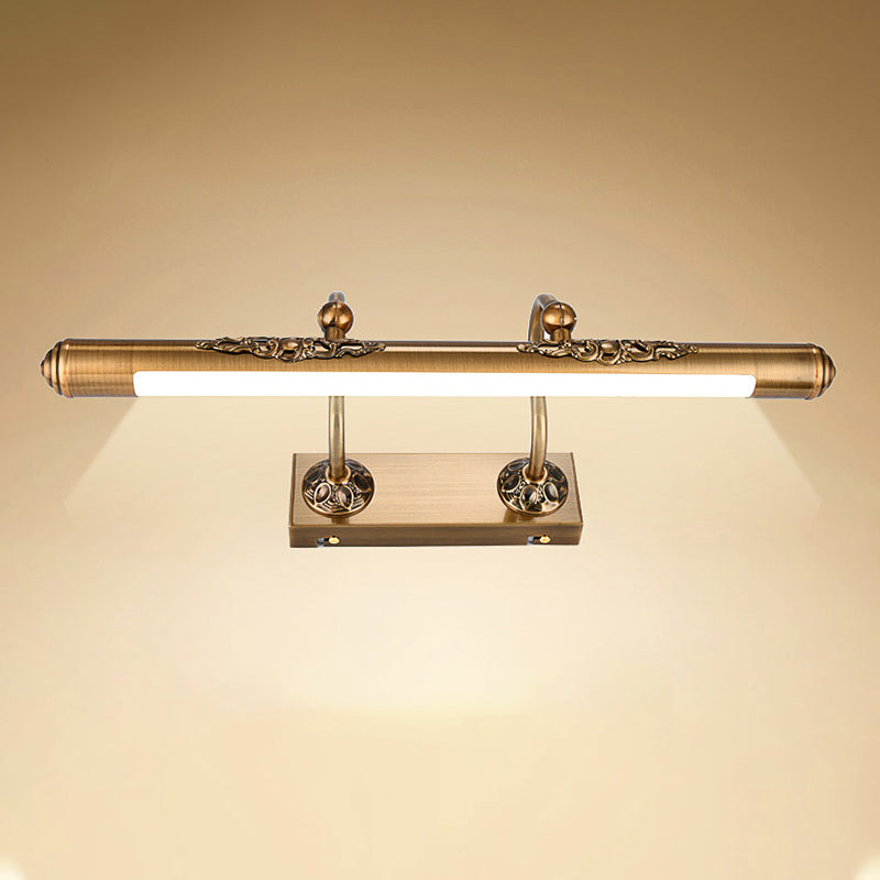 Linear Shade Metal Sconce Light Modern Style 1-Light Mirror Wall Mount Lighting in Gold