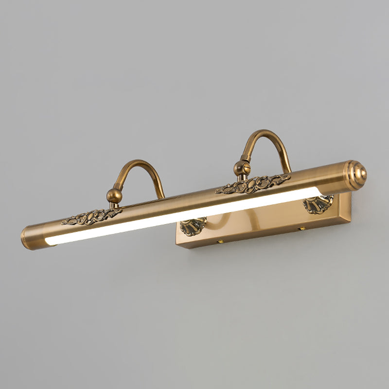 Linear Shade Metal Sconce Light Modern Style 1-Light Mirror Wall Mount Lighting in Gold