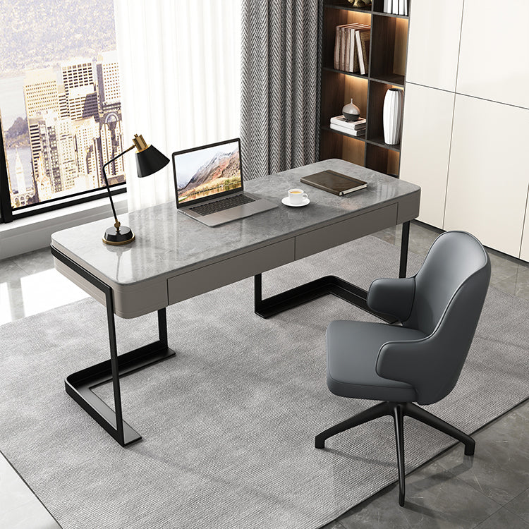 Modern Style 2-drawer Office Desk Sintered Stone Desk for Home