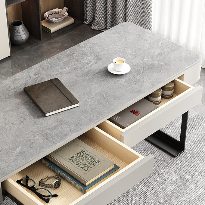 Modern Style 2-drawer Office Desk Sintered Stone Desk for Home